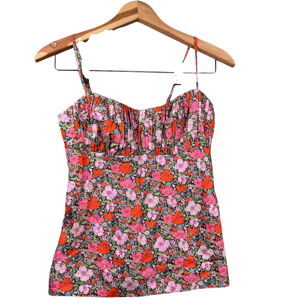 J.Crew Liberty London Floral Shirt Womens 6 Pink Orange Long Sleeve Button Down